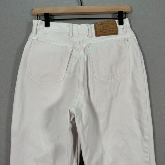 Vintage Anchor Blue Jeans Womens 11 Pleated Baggy White 90s Y2K Skater High Rise - Picture 12 of 15